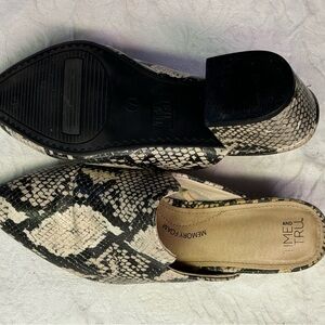 Time and Tru Women's Snakeskin Mules - Black and Cream, Sz 9!